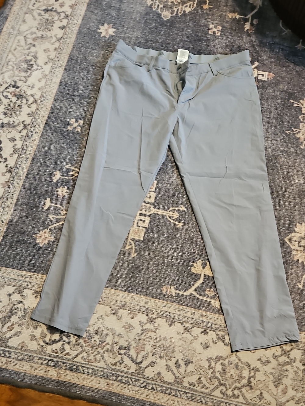 adidas Men's Light Gray Slim Stretch Pants